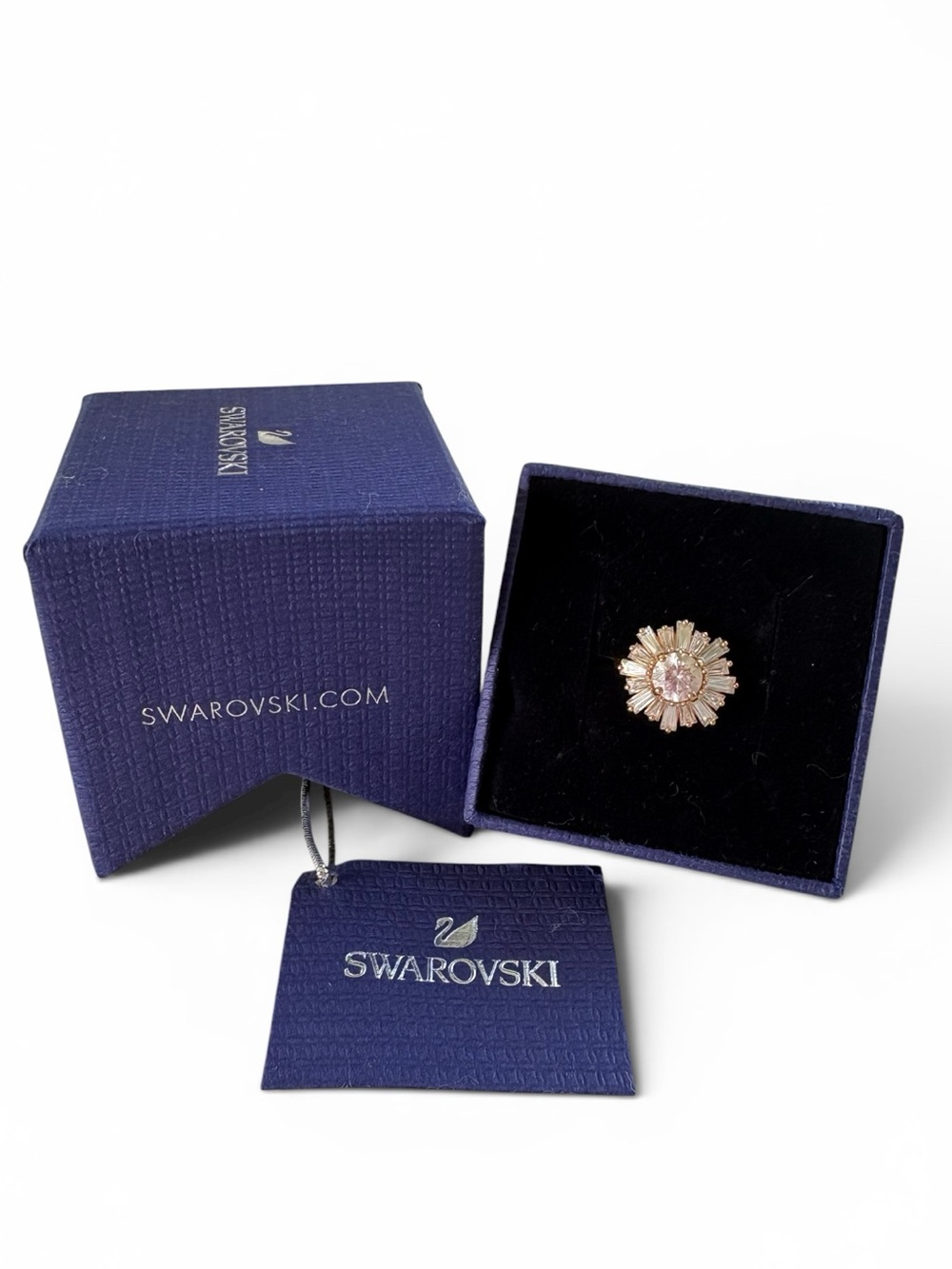 Swarovski Rose Gold and Pink Crystal Sunburst Ring - Picture 2 of 8